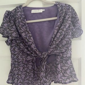 ASTR purple tie top blouse